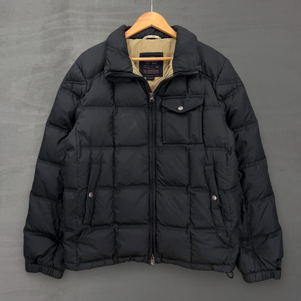 Vintage J.Crew Expedition Down Puffer Jacket Black Quilted Ripstop Medium